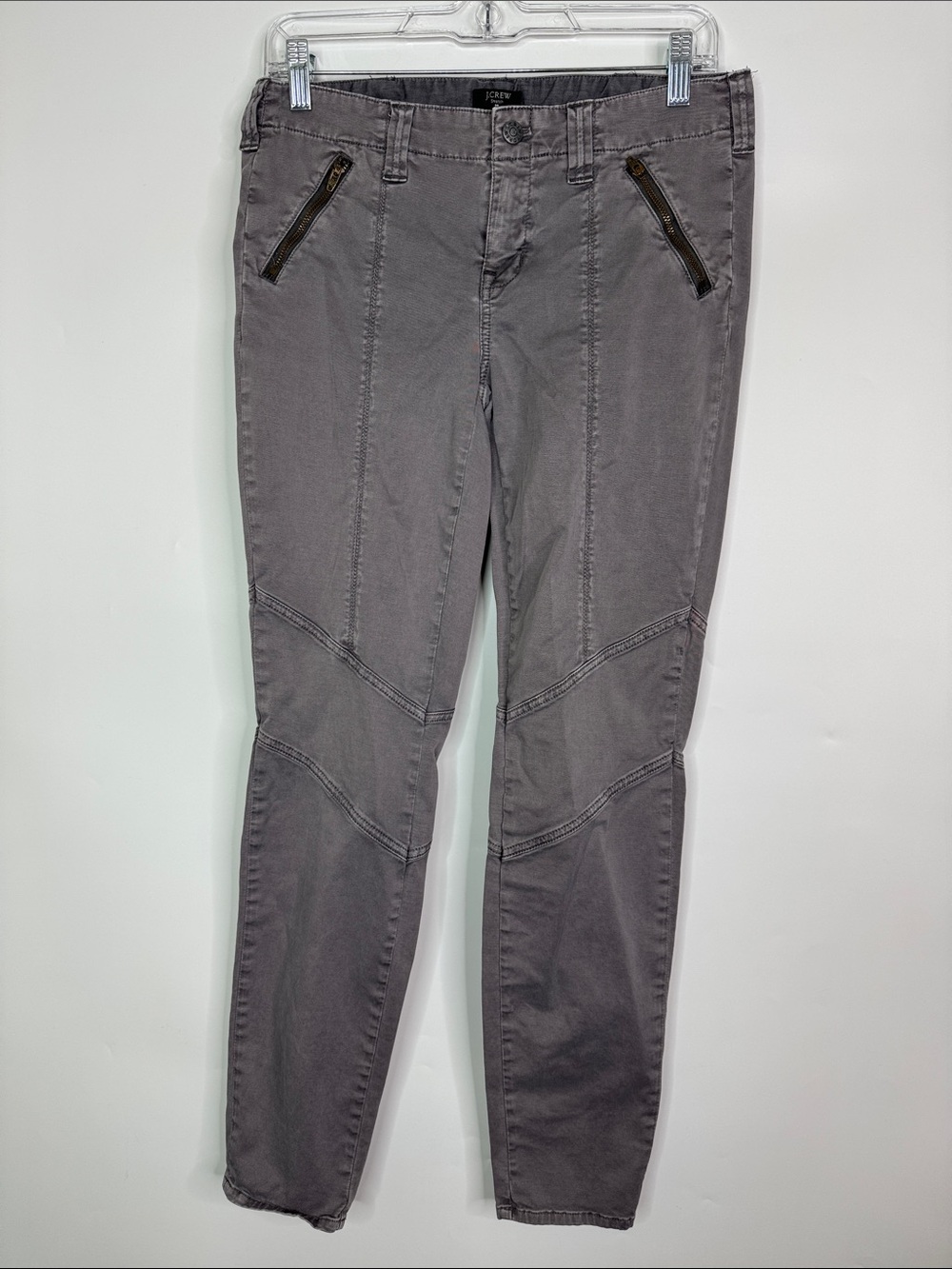 J Crew Stretch Grey Moto Skinny Pants Size 2